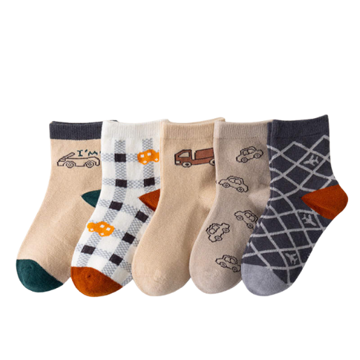 Kids - 5 packs Vintage Car Socks